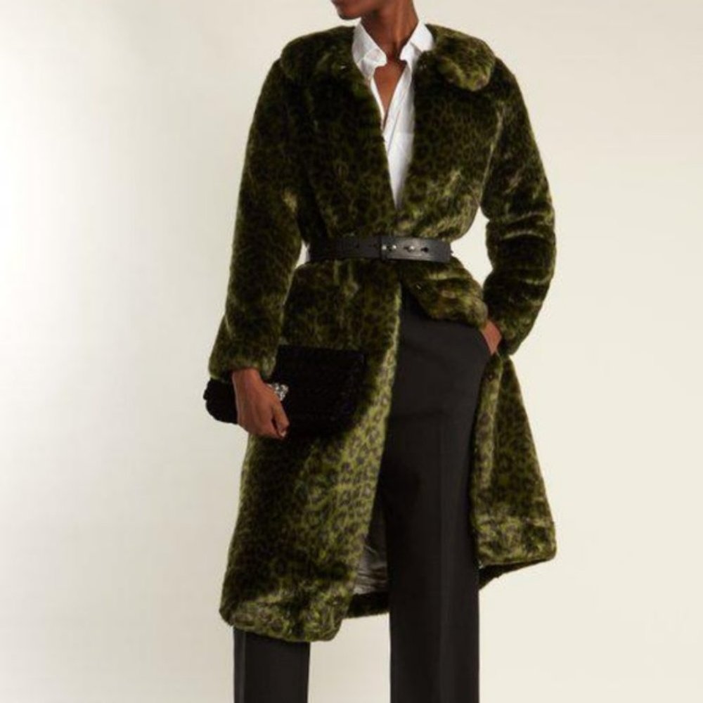 NWOT SHRIMPS XS Green Faux Fur Coat, S (UK 8)